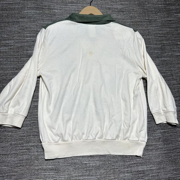 Teddi Sport Polo Shirt Women's Size S White Green Long Sleeve Vintage Floral - Picture 11 of 14